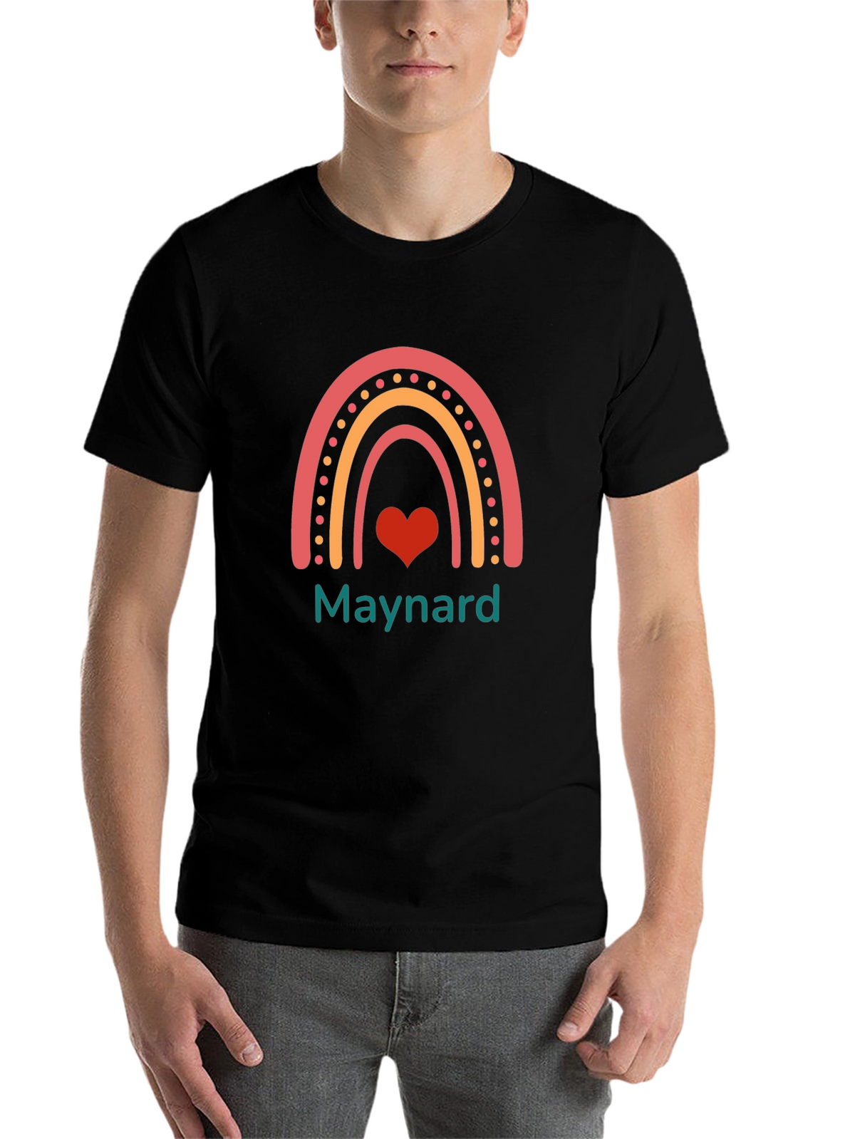 Rainbow Heart Graphic Tee - Maynard Text T-Shirt