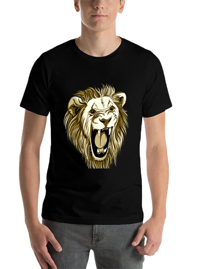 Roaring Lion Graphic Tee - Black Cotton T-Shirt