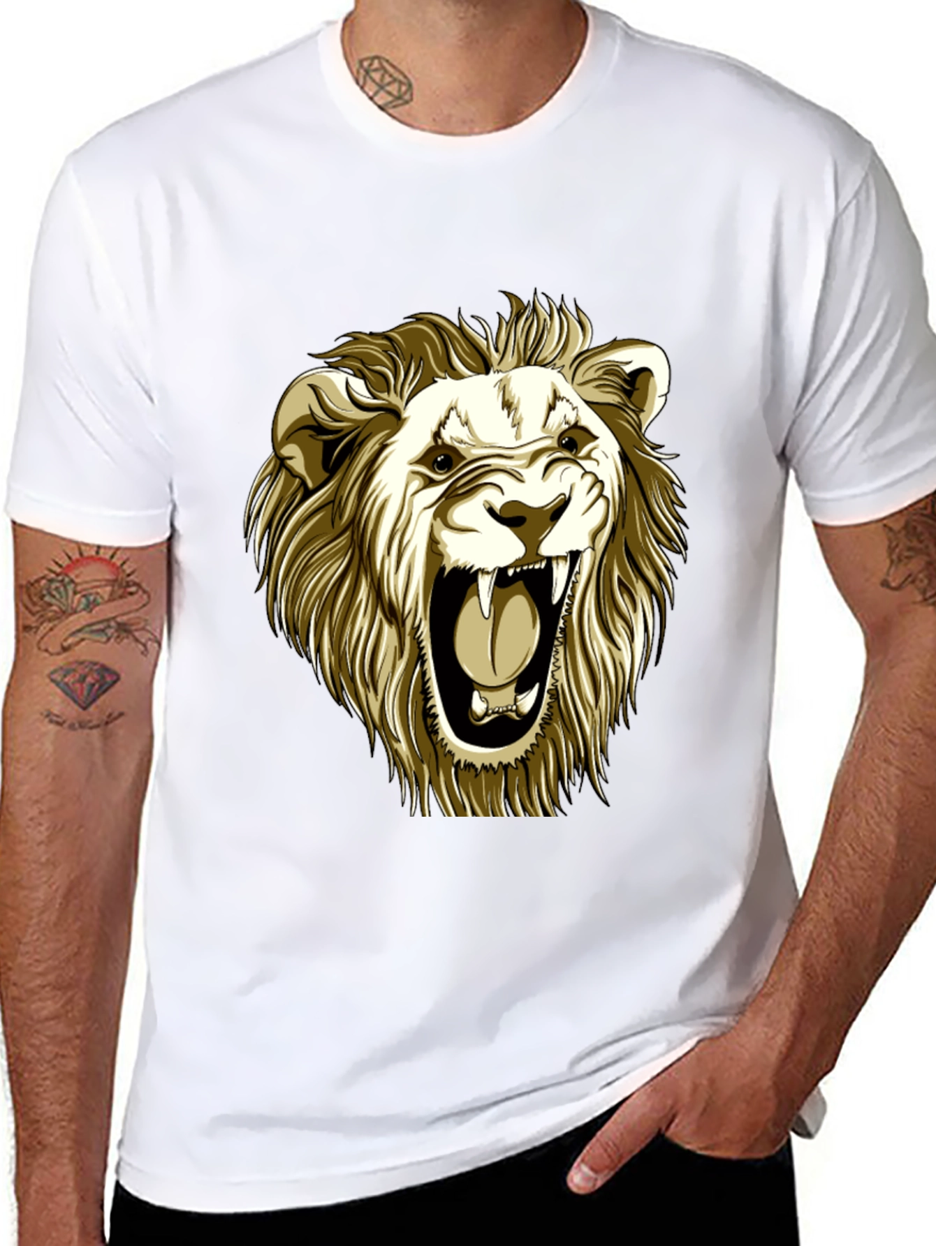 Roaring Lion Graphic Tee - Black Cotton T-Shirt