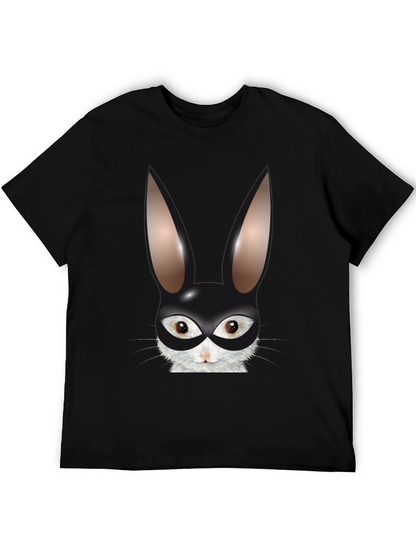Bunny Mask Graphic Tee - Black Cotton Blend T-Shirt