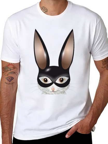 Bunny Mask Graphic Tee - Black Cotton Blend T-Shirt