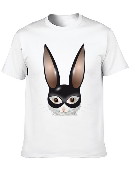 Bunny Mask Graphic Tee - Black Cotton Blend T-Shirt