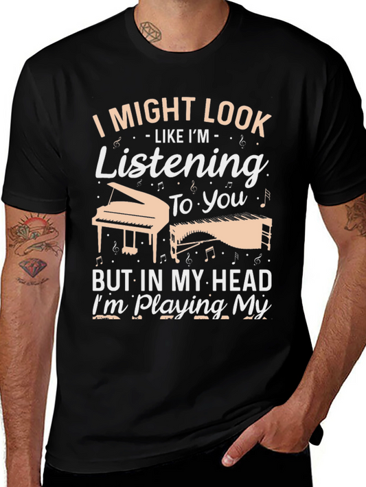I Might Look Listening To You Black T-Shirt