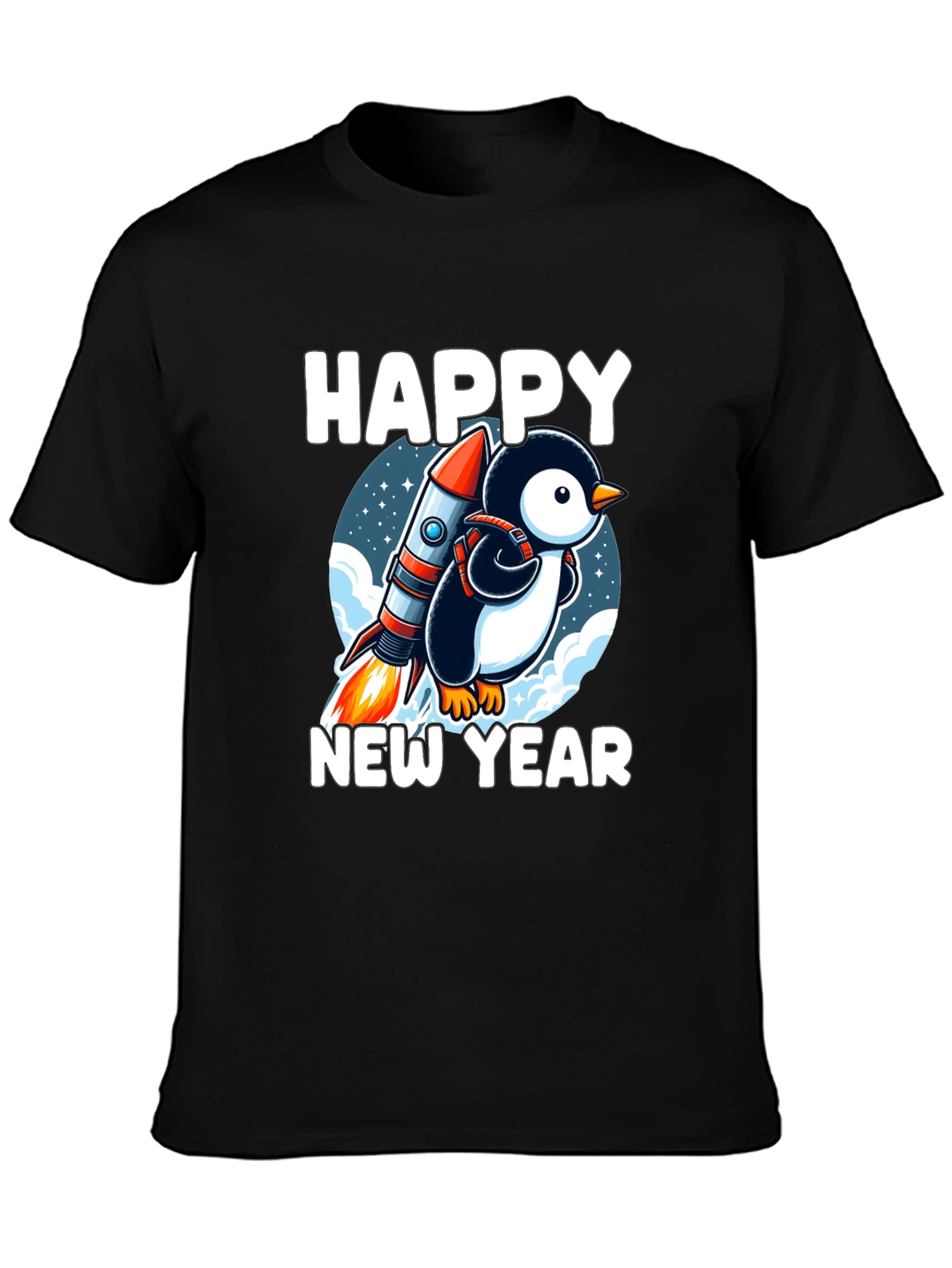 Happy New Year Penguin Rocket T-Shirt