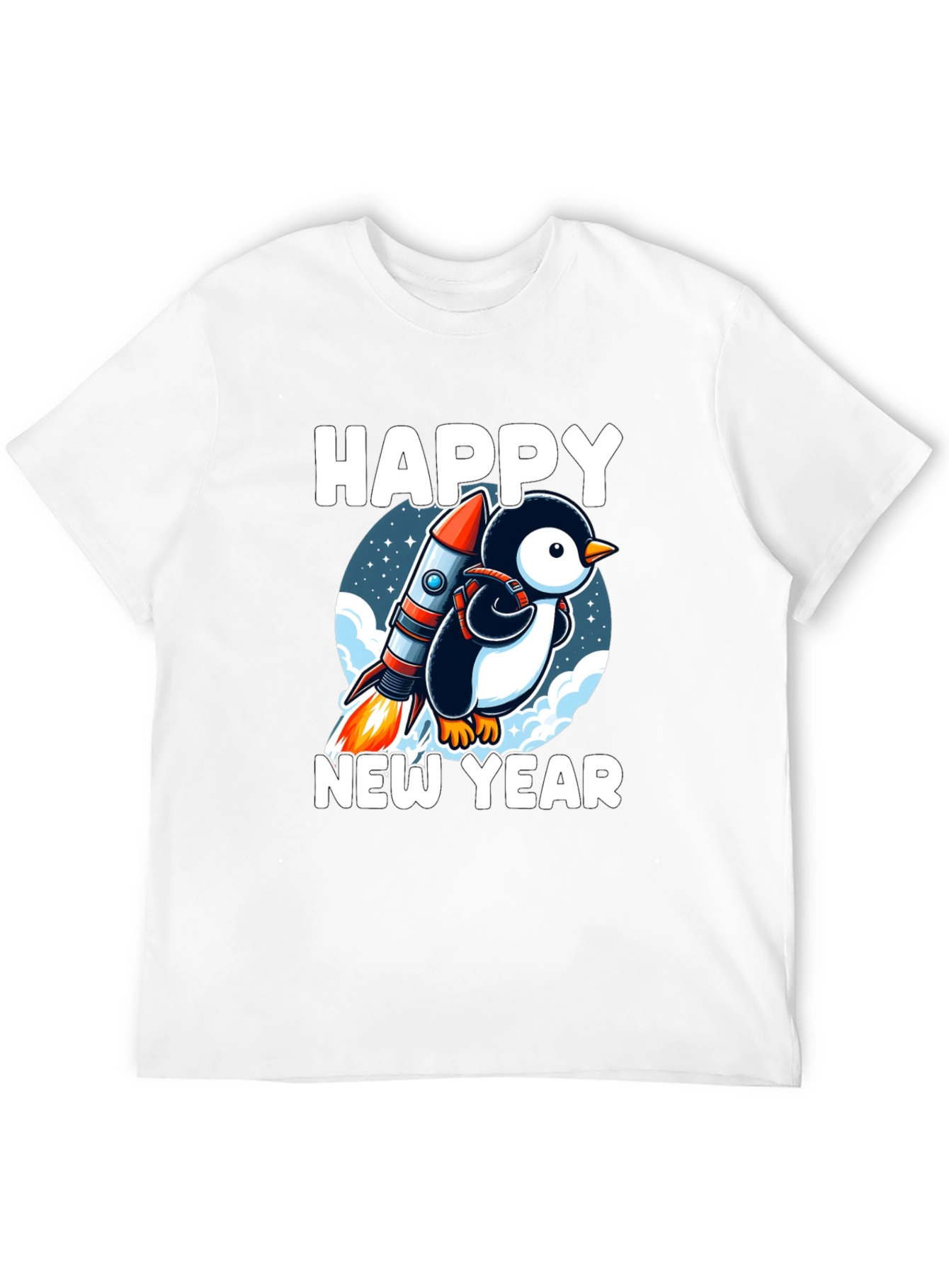 Happy New Year Penguin Rocket T-Shirt