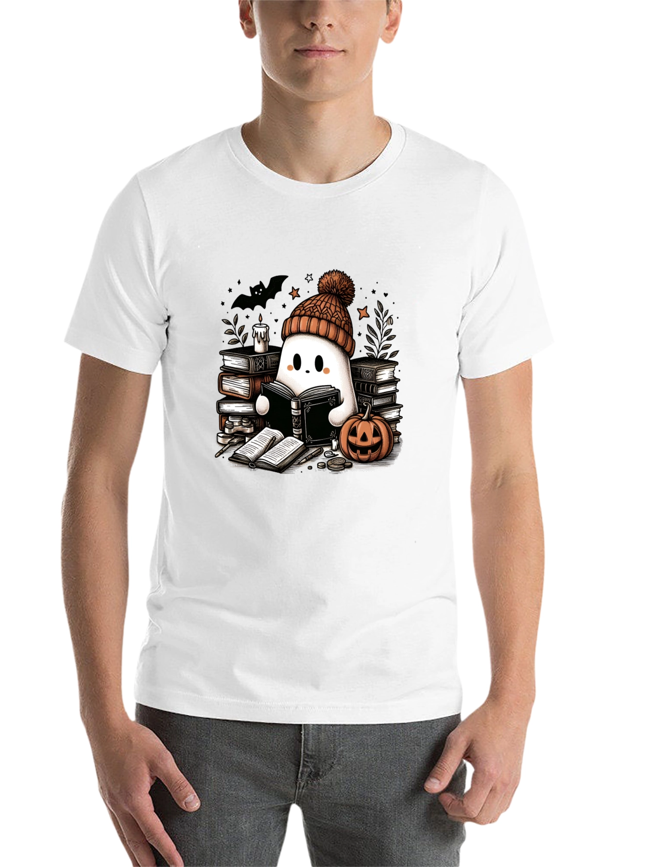 Reading Ghost T-Shirt - Cute Halloween Tee