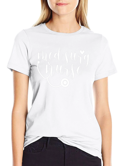 Med Surg Nurse Black T-Shirt - Stethoscope Design