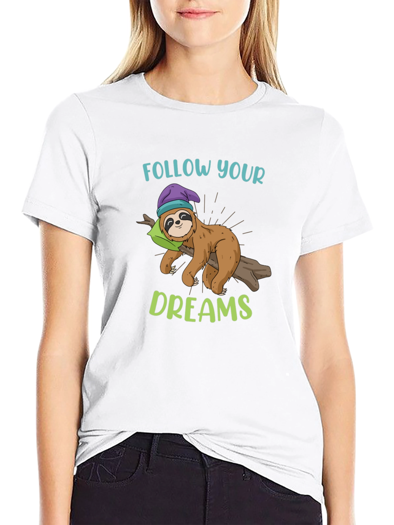 Follow Your Dreams Sloth Graphic T-Shirt