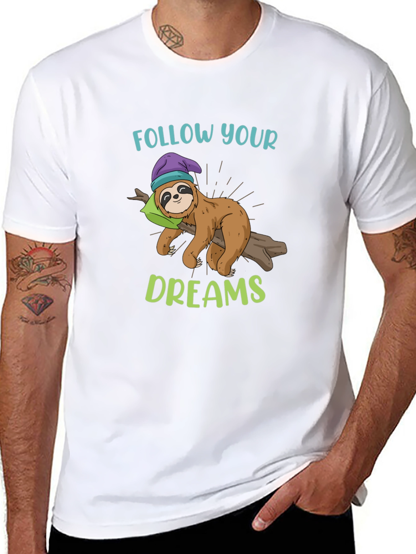 Follow Your Dreams Sloth Graphic T-Shirt