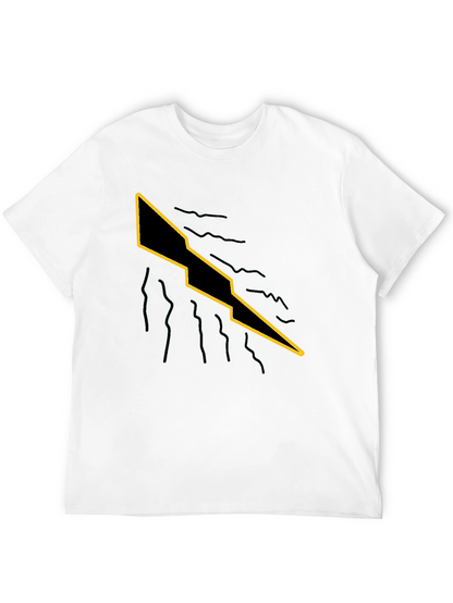 Mens Black T-Shirt with Graphic Lightning Bolt Design