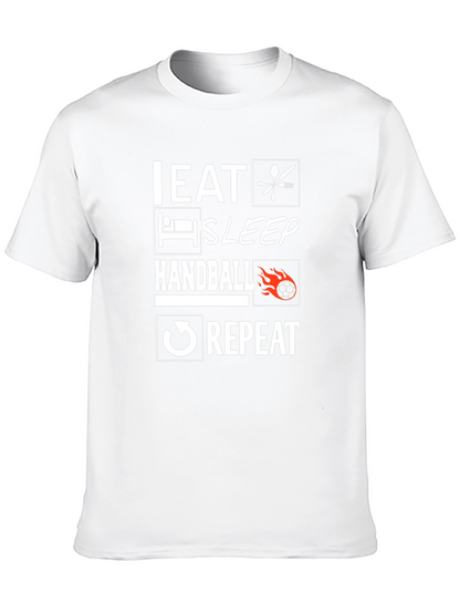 Eat Sleep Handball Repeat Black Graphic Tee