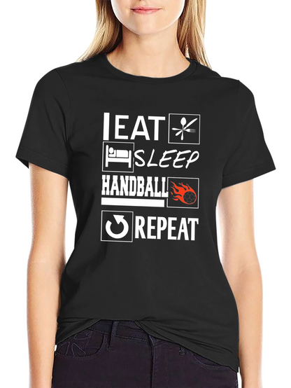 Eat Sleep Handball Repeat Black Graphic Tee
