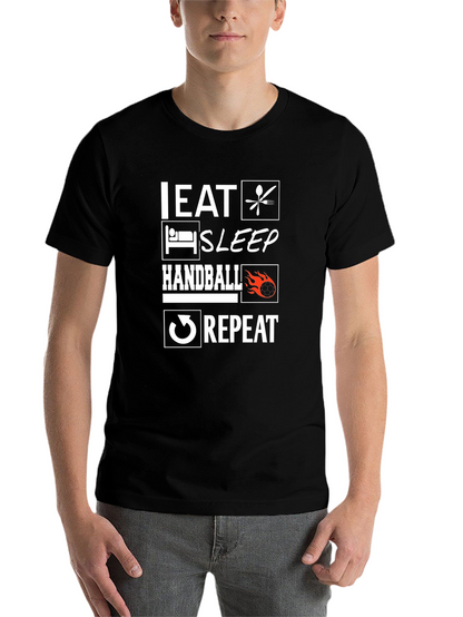 Eat Sleep Handball Repeat Black Graphic Tee