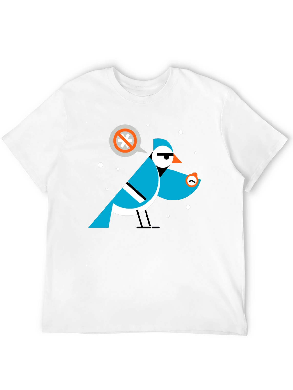 Geometric Bird Graphic Tee - Black Cotton T-Shirt
