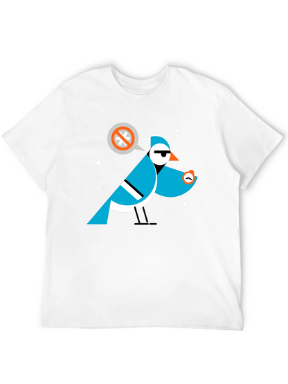 Geometric Bird Graphic Tee - Black Cotton T-Shirt