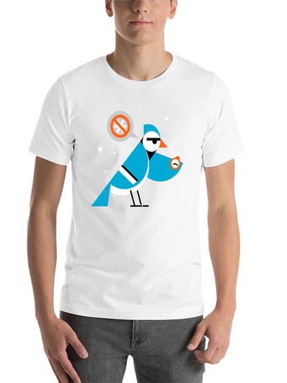 Geometric Bird Graphic Tee - Black Cotton T-Shirt