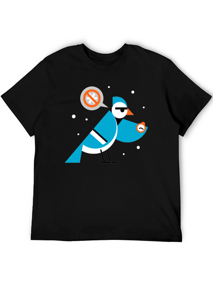 Geometric Bird Graphic Tee - Black Cotton T-Shirt
