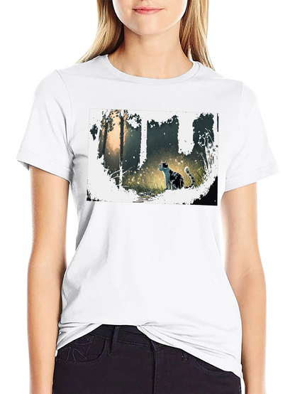 Nature Cat Graphic Tee - Stylish Black T-Shirt