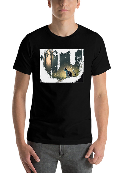 Nature Cat Graphic Tee - Stylish Black T-Shirt