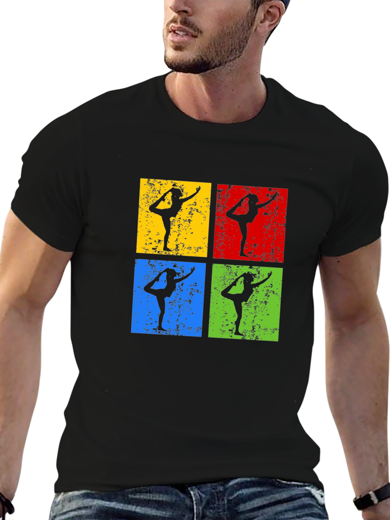Yoga Pose Retro Style Graphic T-Shirt