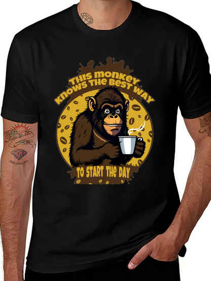 Monkey Coffee T-Shirt - Start Your Day Right!