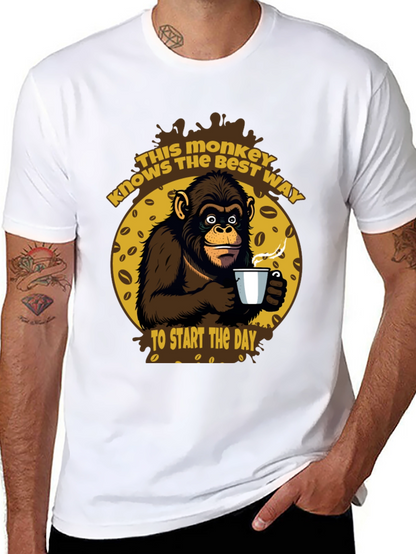 Monkey Coffee T-Shirt - Start Your Day Right!