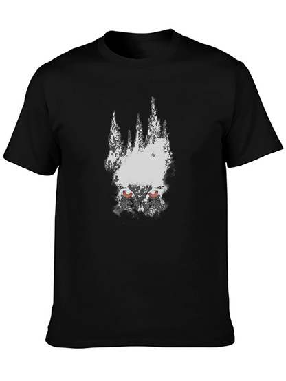 Mens Black Graphic Tee - Wolf Eyes Design