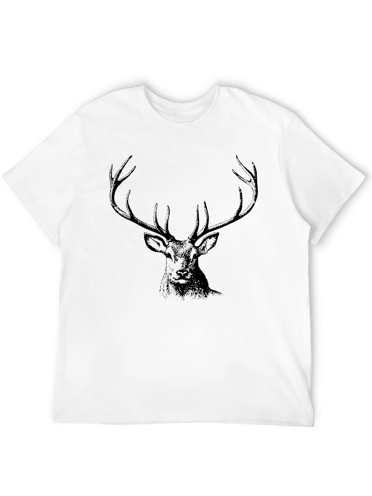 Mens Black T-Shirt with Deer Graphic