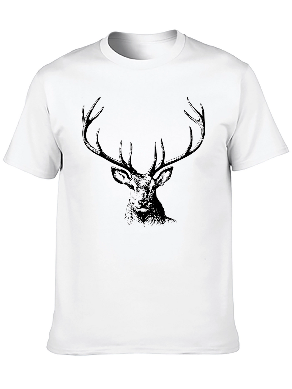 Mens Black T-Shirt with Deer Graphic