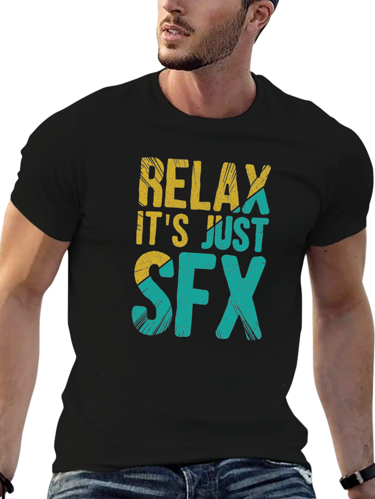 Relax Its Just SFX Black Graphic Tee