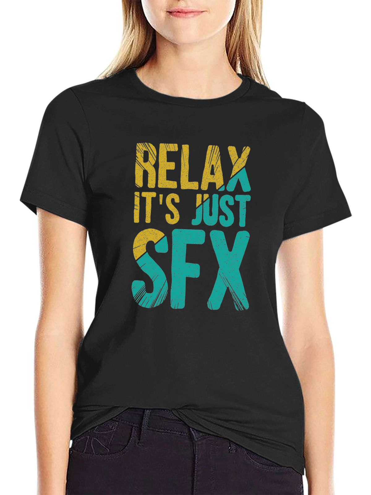 Relax Its Just SFX Black Graphic Tee