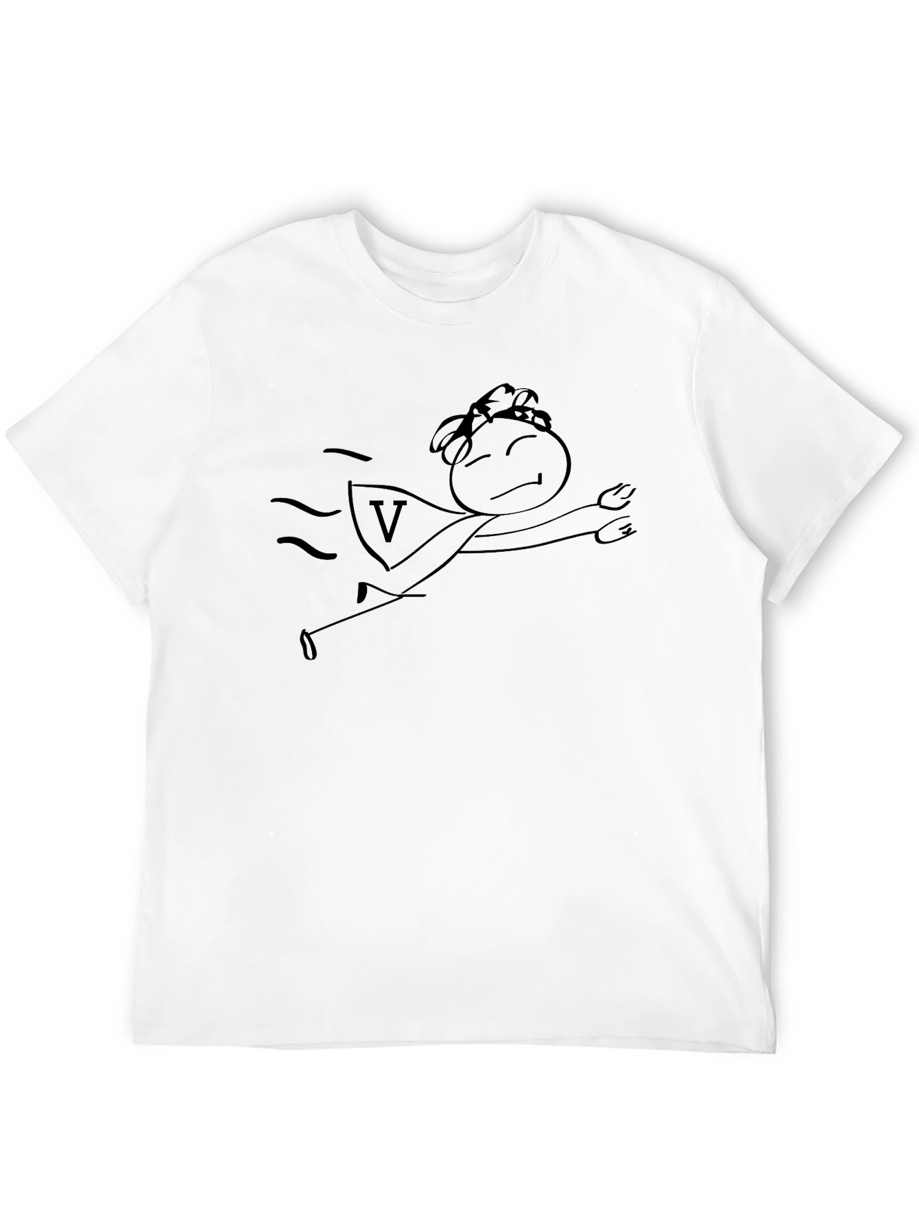 Superhero Stick Figure Black T-Shirt