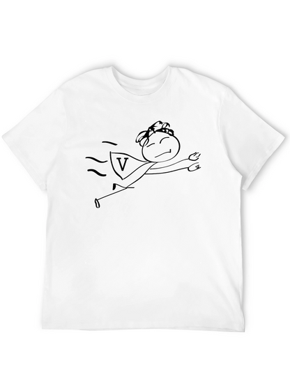 Superhero Stick Figure Black T-Shirt