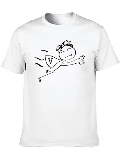Superhero Stick Figure Black T-Shirt