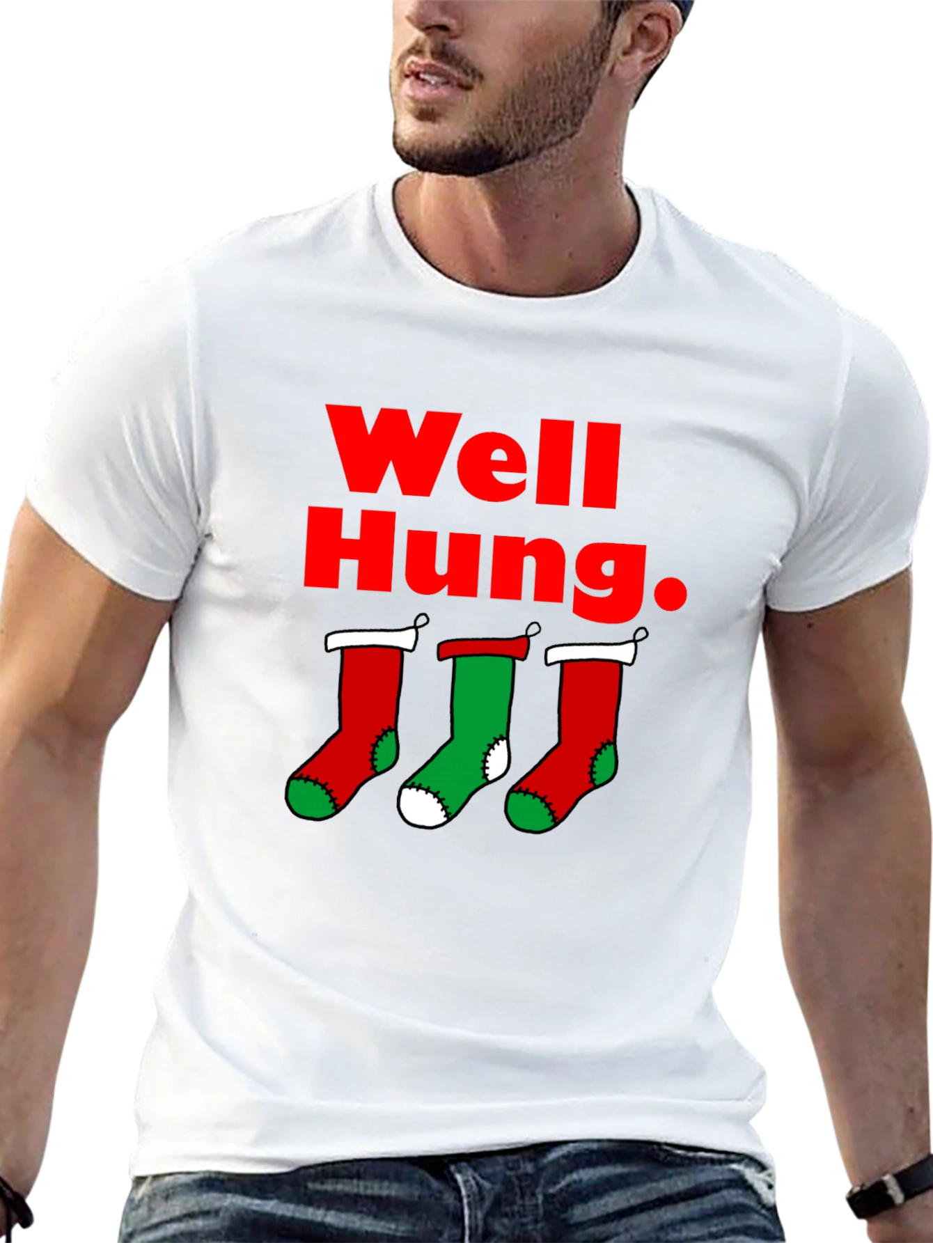 Well Hung Christmas Stockings T-Shirt