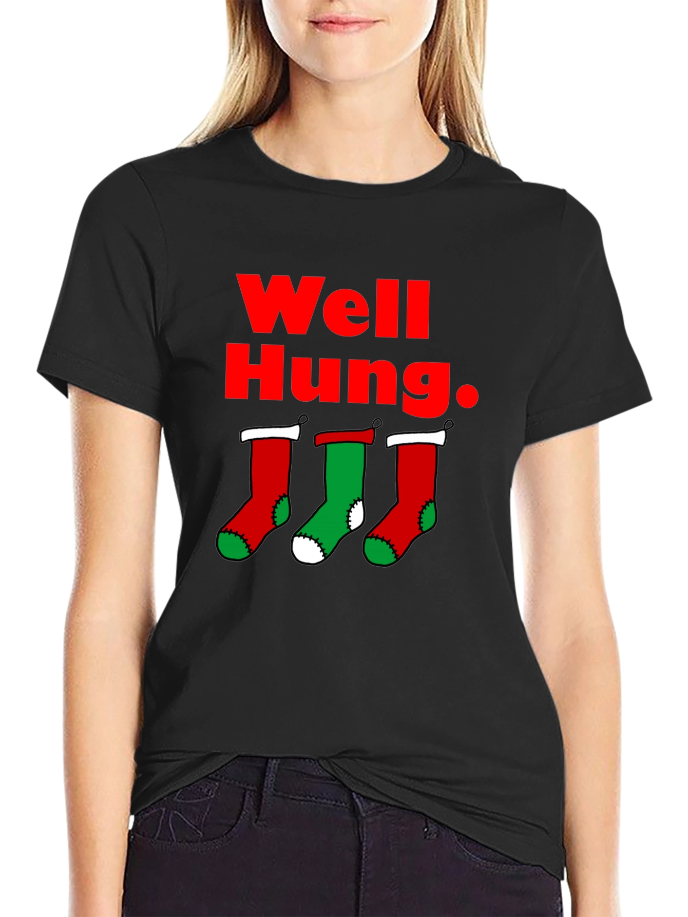 Well Hung Christmas Stockings T-Shirt