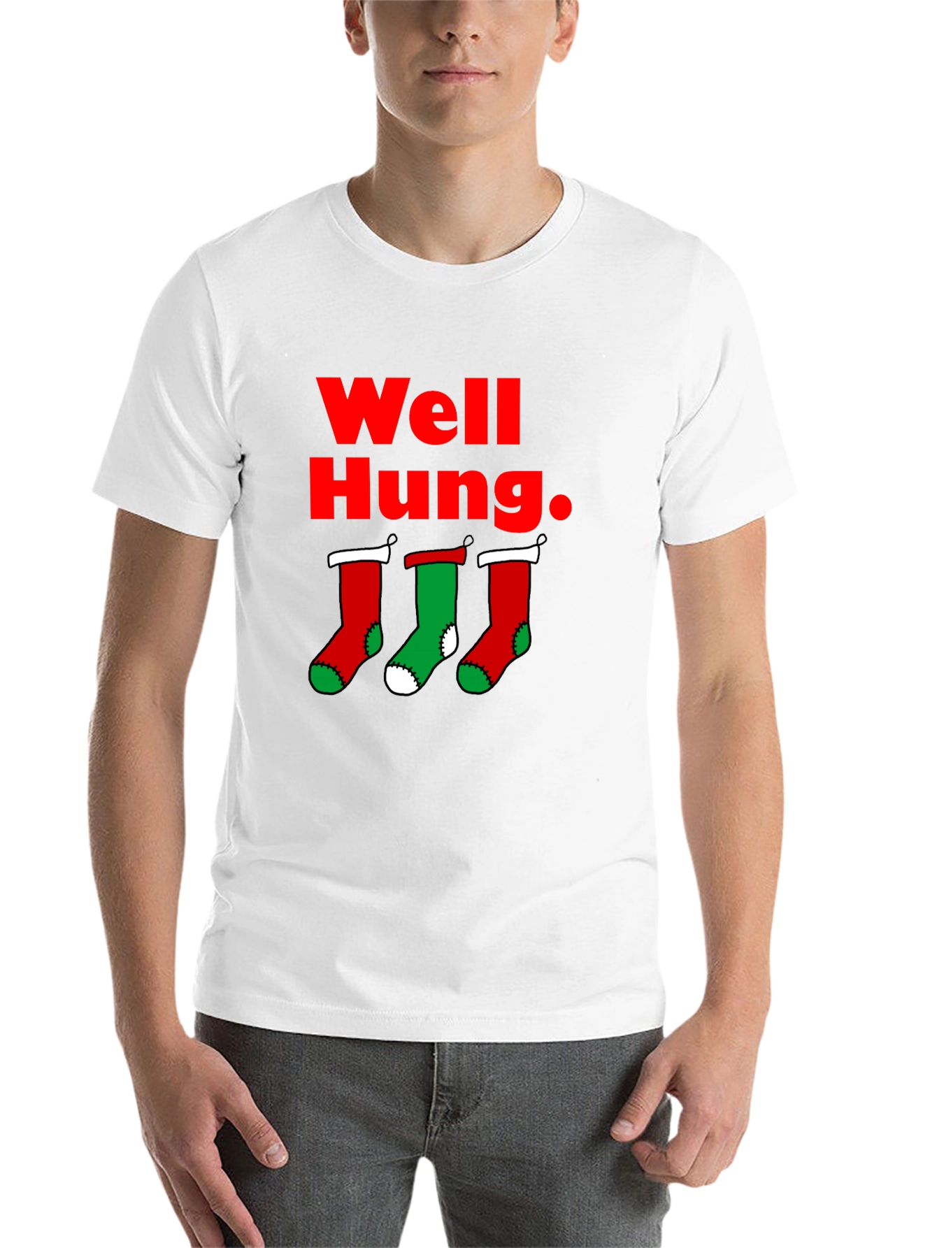 Well Hung Christmas Stockings T-Shirt