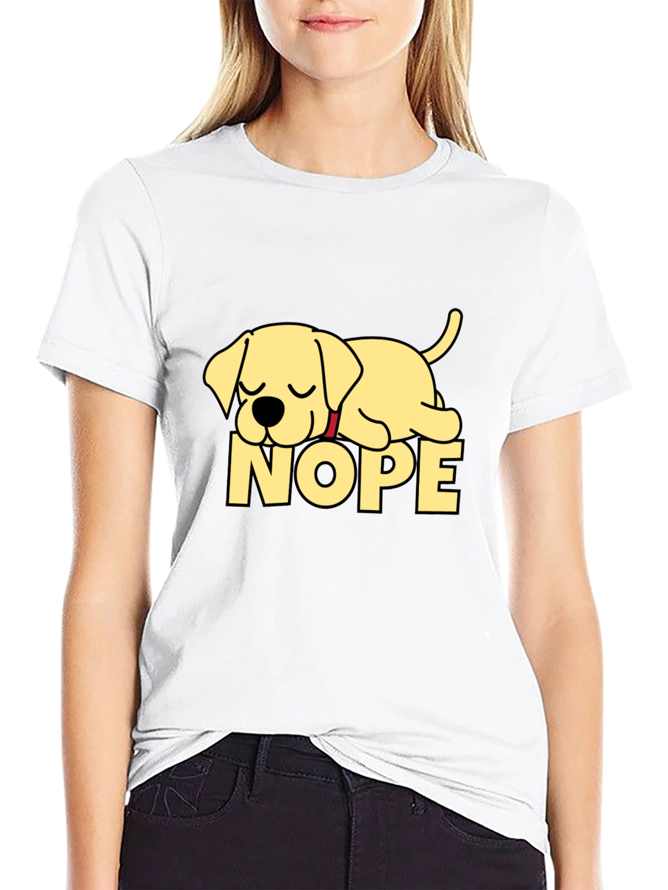 Nope Lazy Dog Black T-Shirt