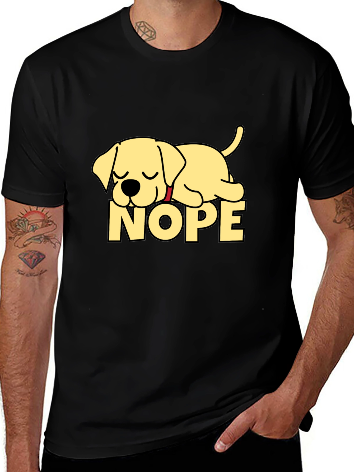 Nope Lazy Dog Black T-Shirt