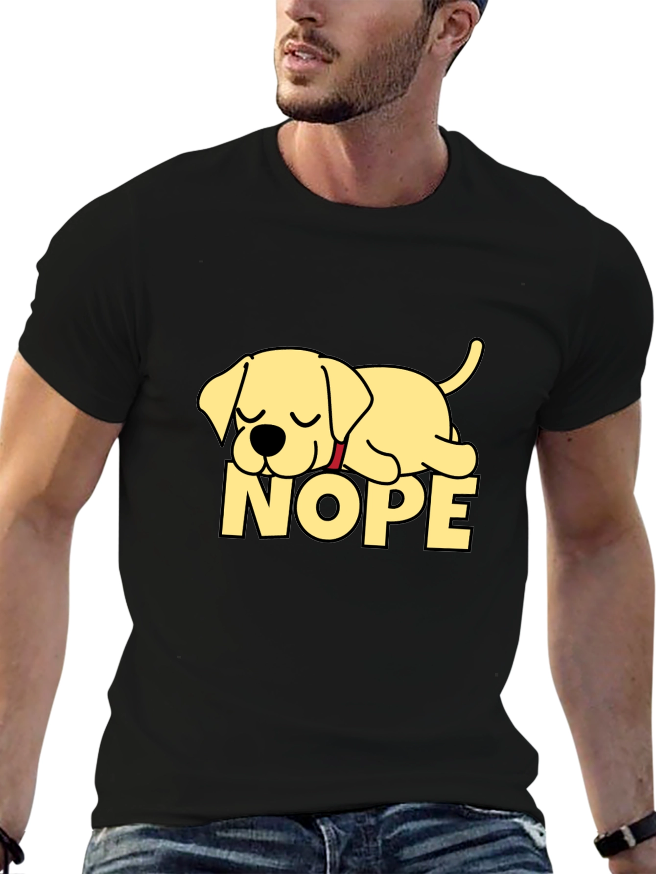Nope Lazy Dog Black T-Shirt