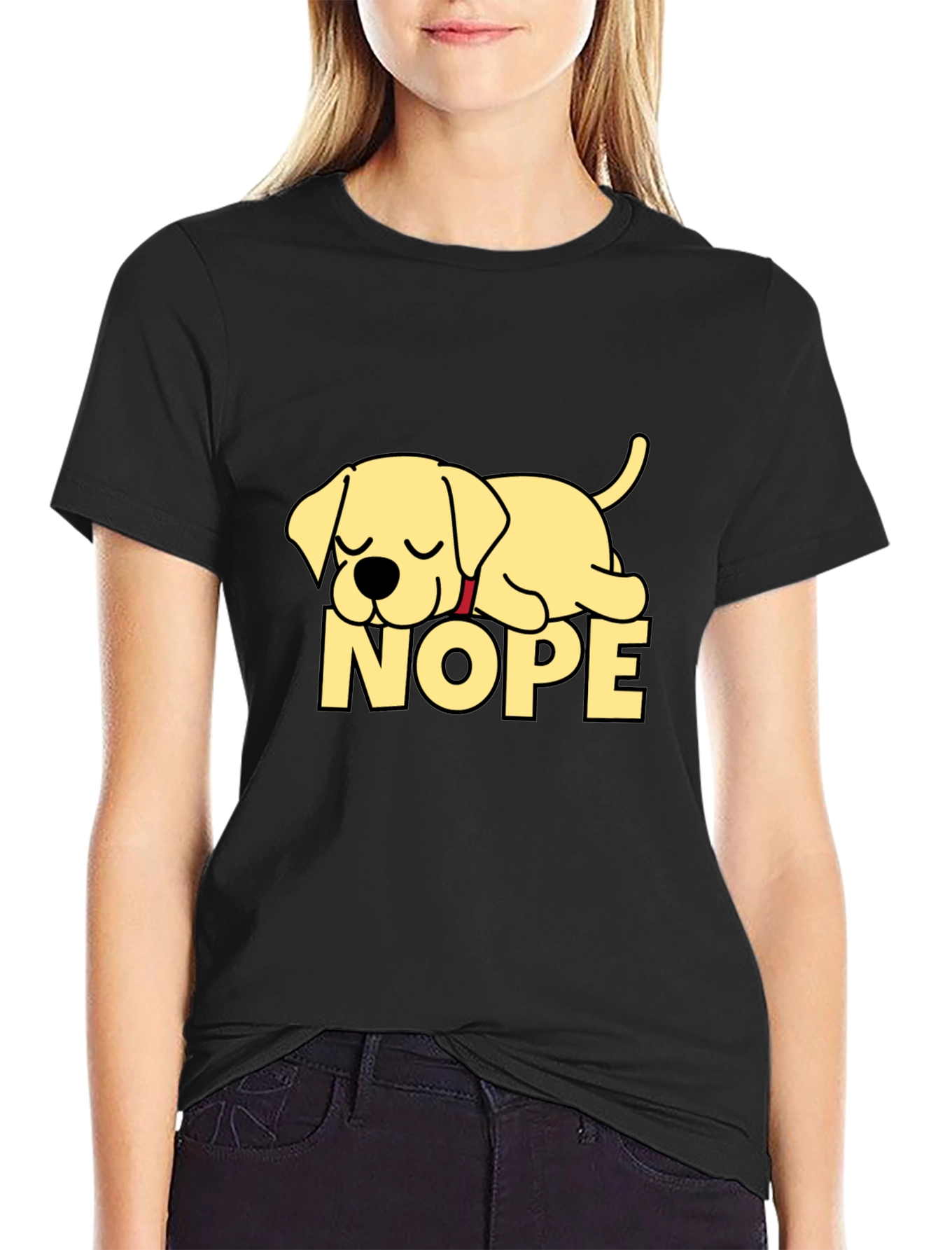 Nope Lazy Dog Black T-Shirt