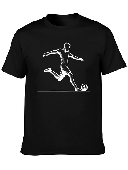 Soccer Player Graphic Tee - Black Cotton T-Shirt