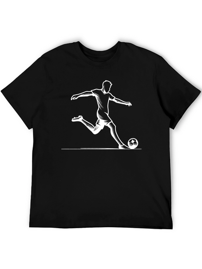 Soccer Player Graphic Tee - Black Cotton T-Shirt