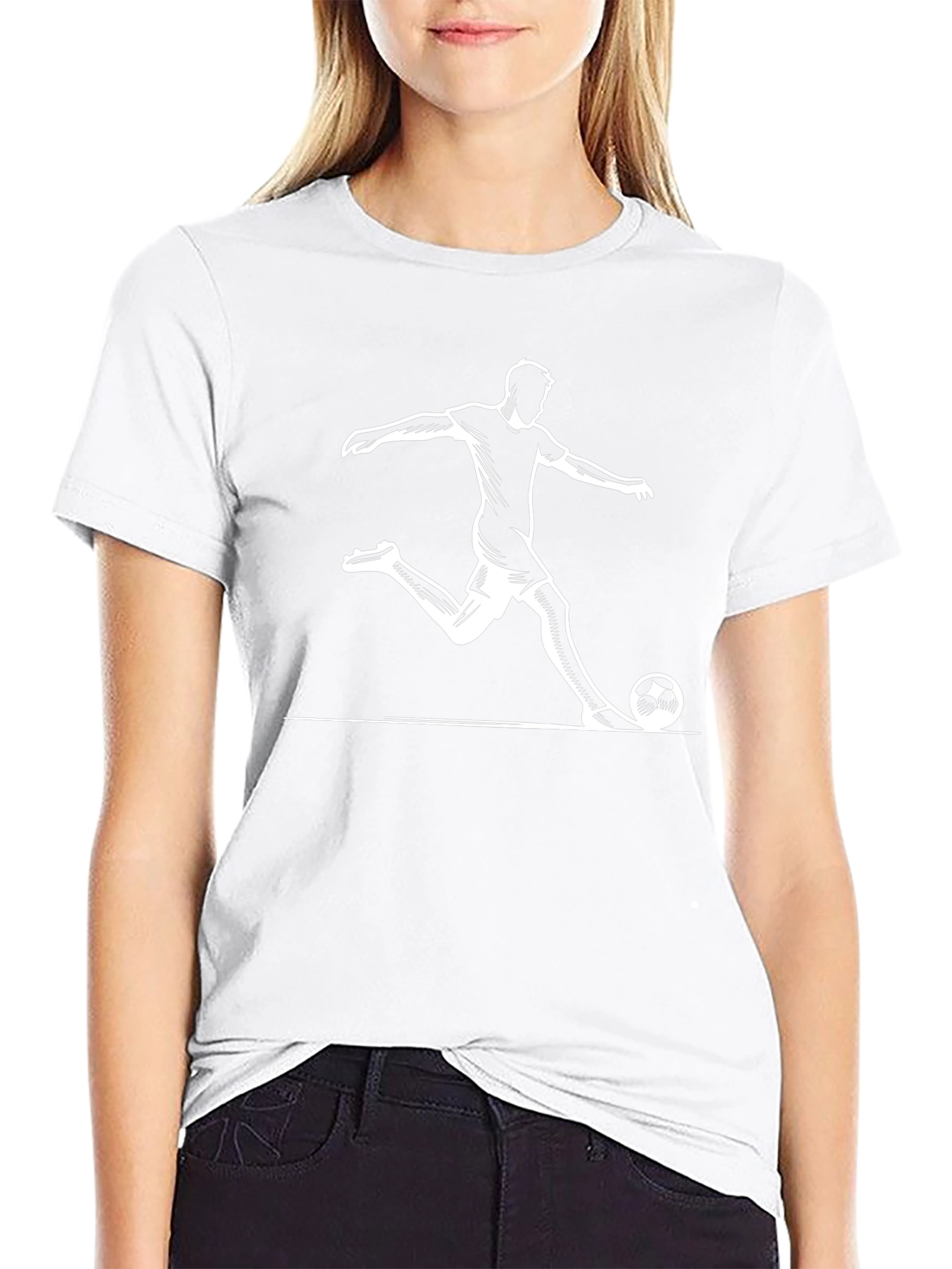 Soccer Player Graphic Tee - Black Cotton T-Shirt