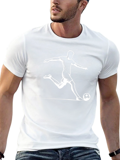 Soccer Player Graphic Tee - Black Cotton T-Shirt