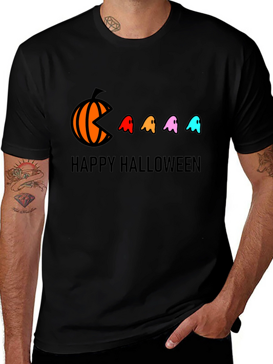 Happy Halloween T-Shirt - Pumpkin Pacman Ghost Design