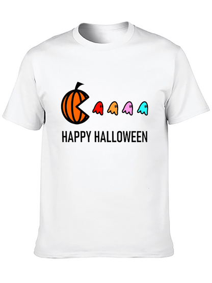 Happy Halloween T-Shirt - Pumpkin Pacman Ghost Design