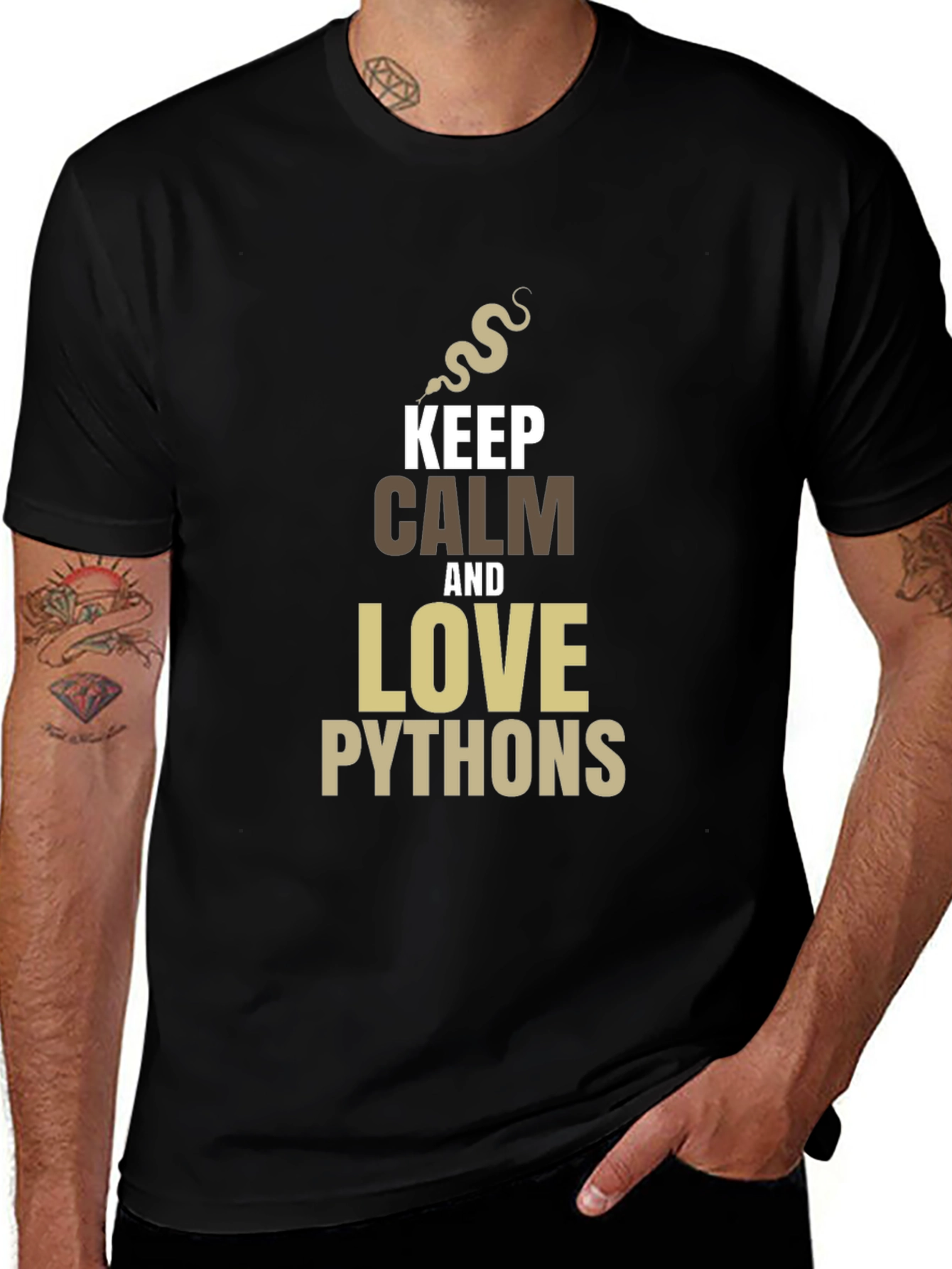 Keep Calm and Love Pythons Black T-Shirt