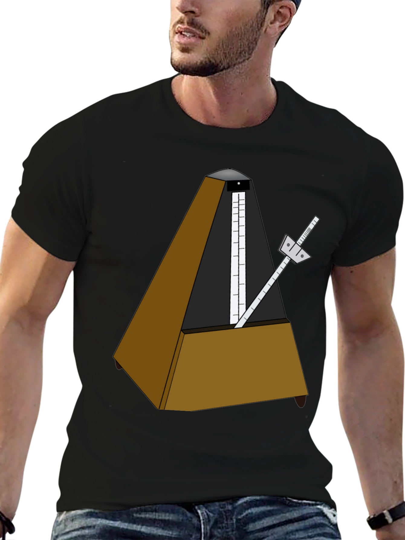 Musical Metronome Graphic Tee - Black Cotton Shirt
