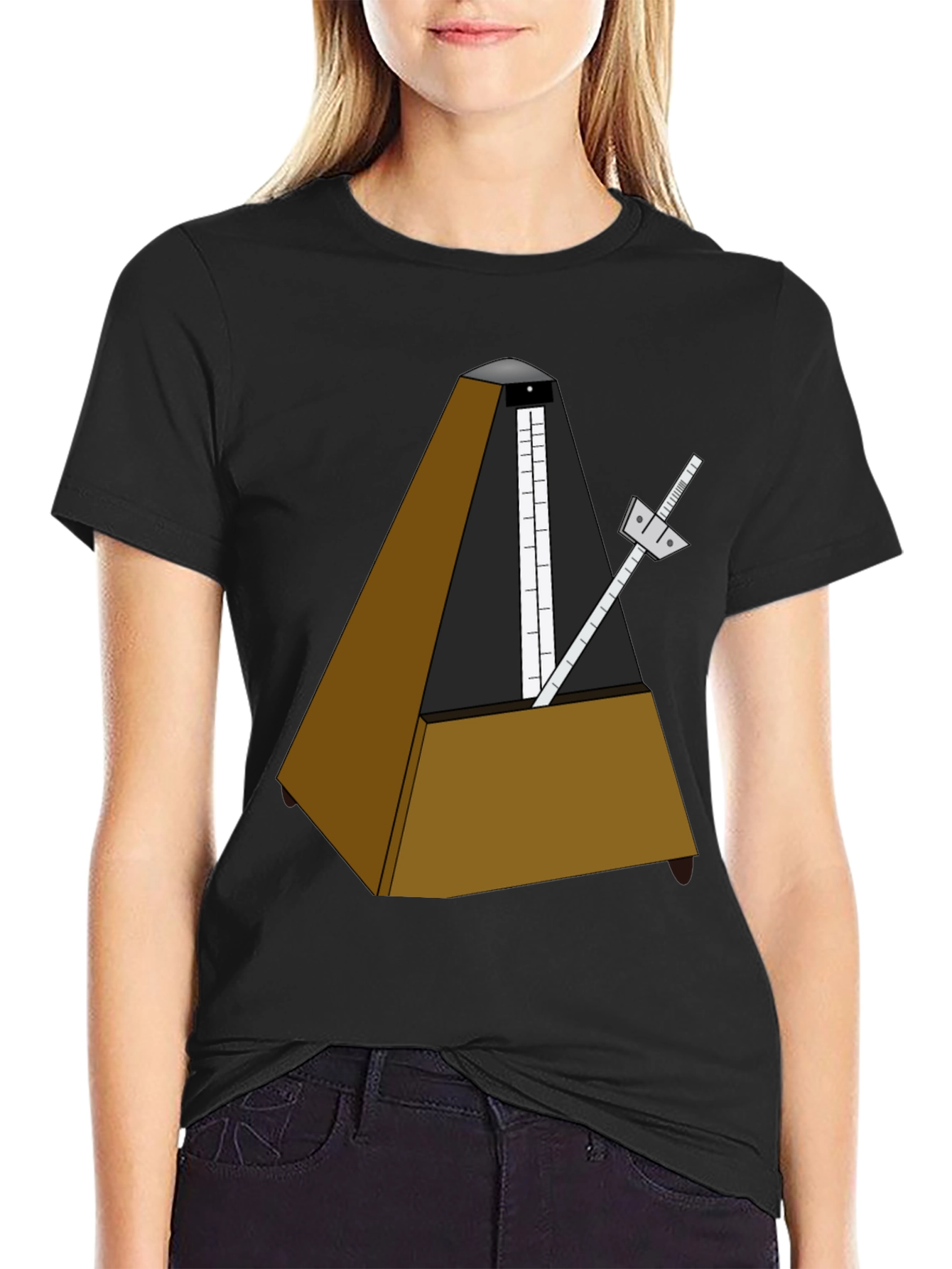 Musical Metronome Graphic Tee - Black Cotton Shirt
